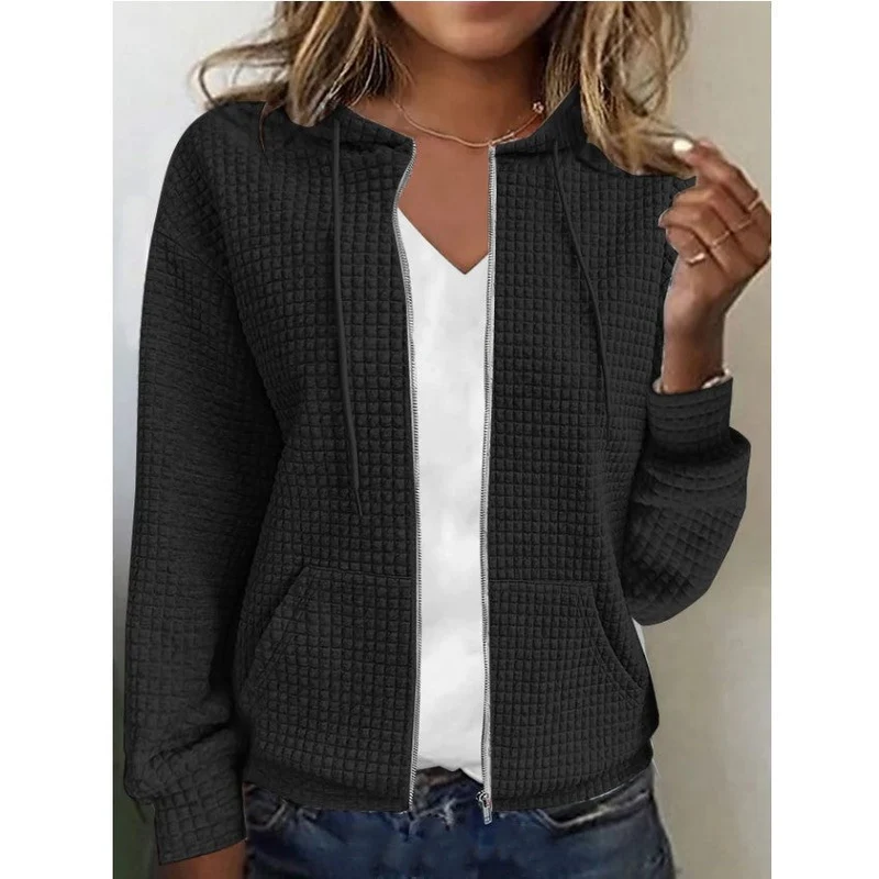 Damen Fleecejacke mit Strukturiertem Waffelmuster