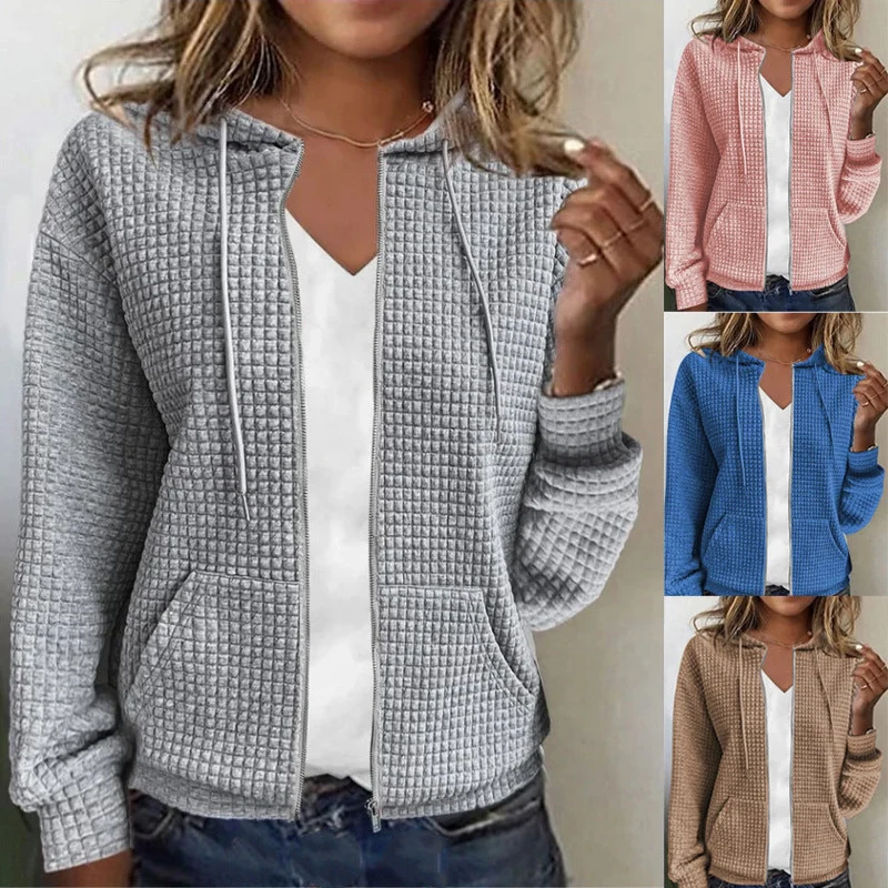 Damen Fleecejacke mit Strukturiertem Waffelmuster