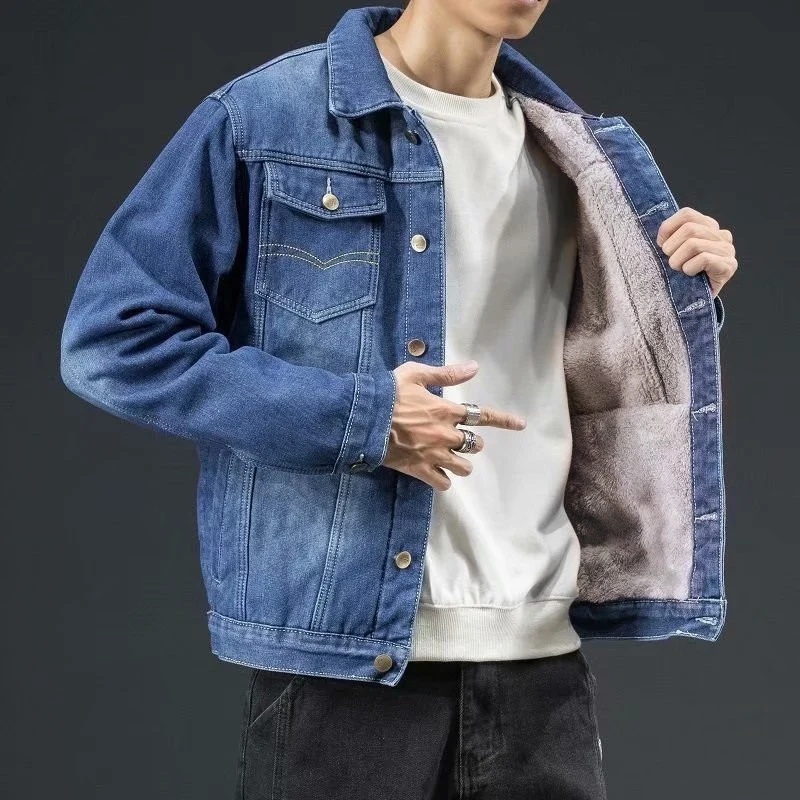 Herren Casual Denimjacke mit Fleece-Innenfutter Nord Taschen