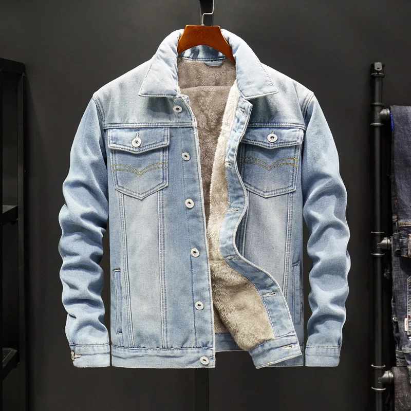 Herren Casual Denimjacke mit Fleece-Innenfutter Nord Taschen