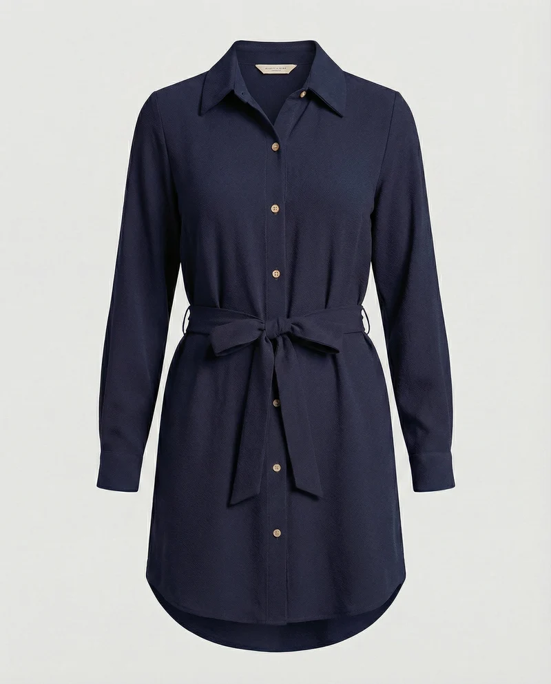 Freizeitkleid Damen knielang mit Knopfleiste