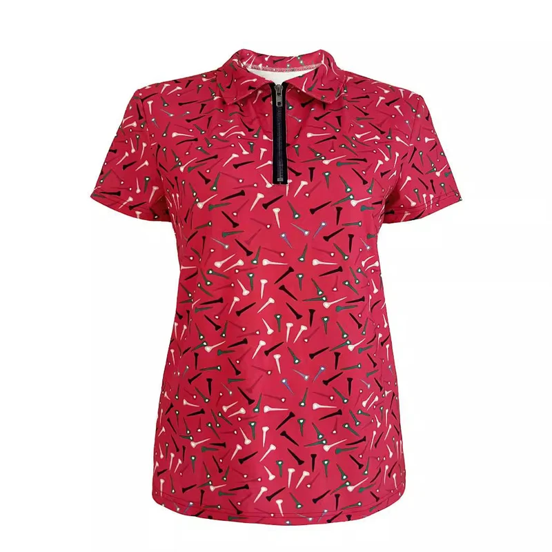 Damen Golfpolo mit modernem Reißverschluss und lebhaftem Design