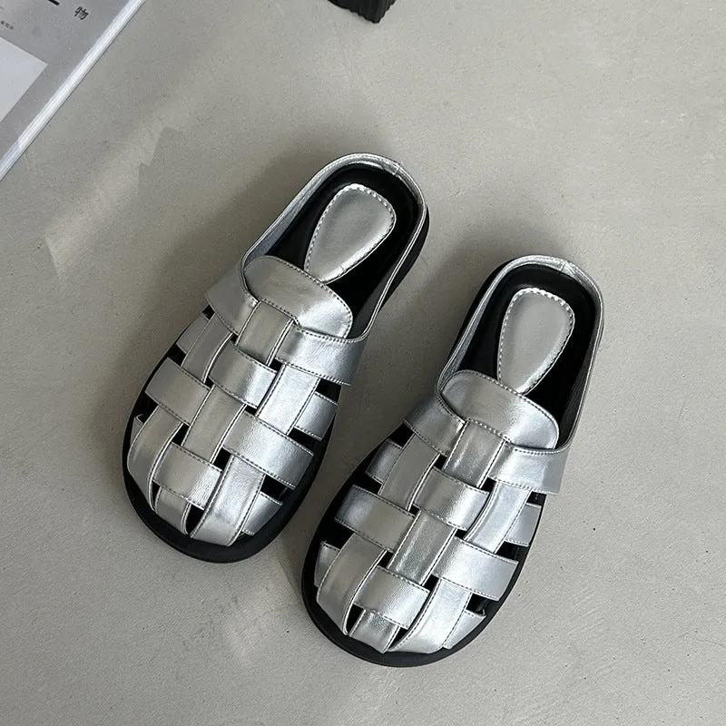 Damen Komfortable geflochtene Sandalen mit bequemer Fußbettgestaltung
