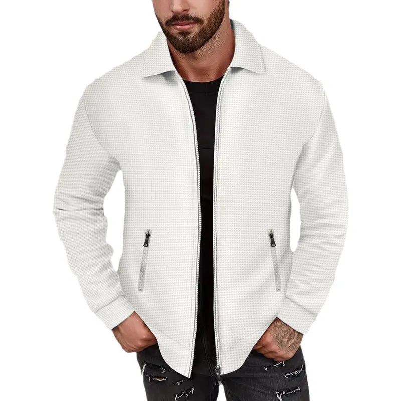 Herren Strickjacke im modernen Design mit strukturiertem Obermaterial und praktischen Reißverschlusstaschen