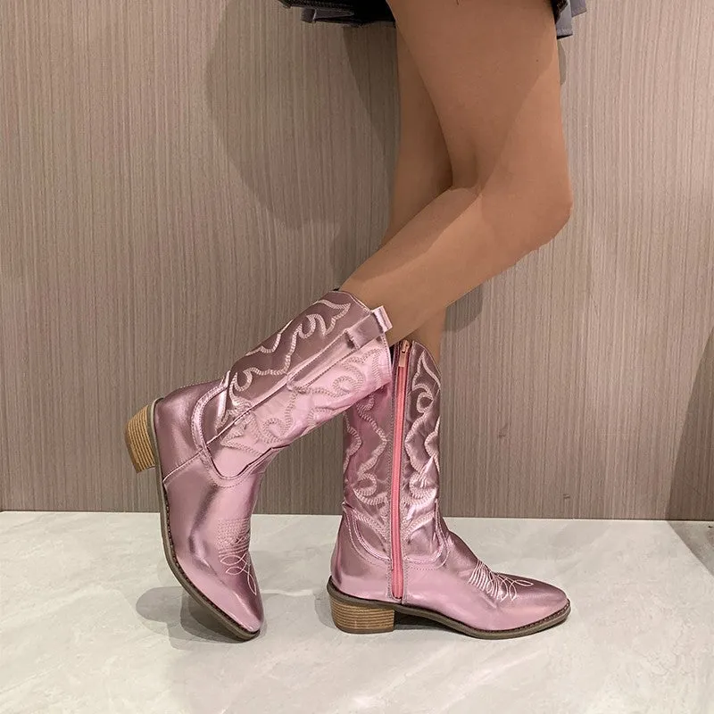 Chunky Heel Cowboy Boots