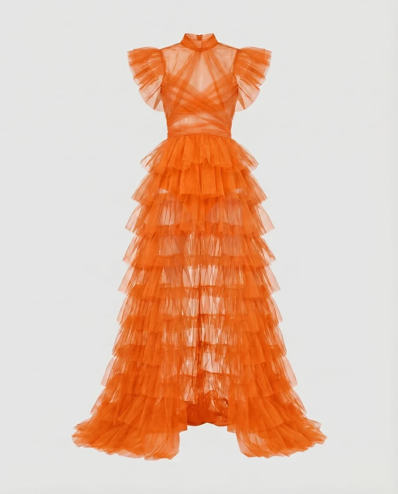 Damen Edle Transparente Korsage Tüll Abendkleid