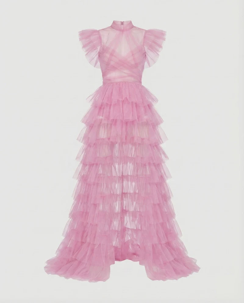 Damen Edle Transparente Korsage Tüll Abendkleid