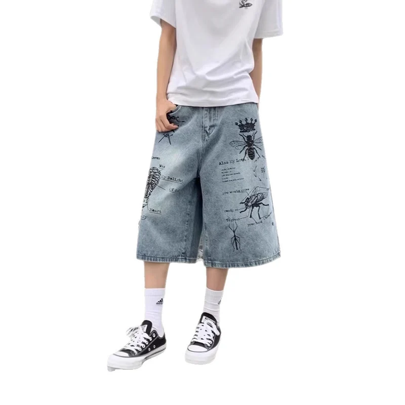 Damen Modische Weitbein-Jeans mit einzigartigem Grafikdesign Nord Taschen