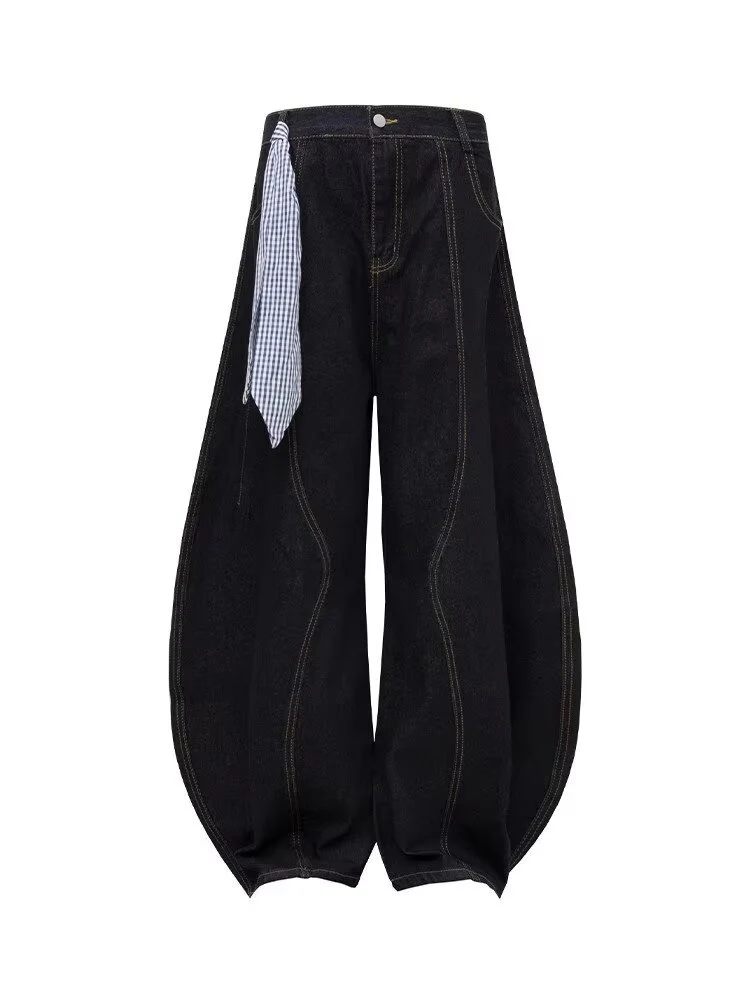 Damen Modische Weitbein-Hose mit innovativem Schnürdesign Nord Taschen