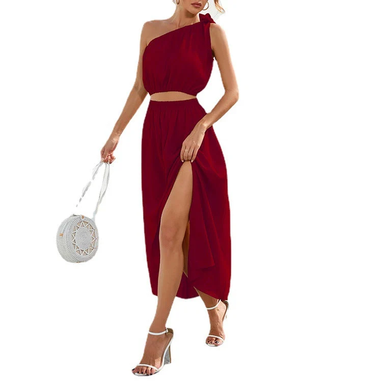 Damen Maxikleid mit asymmetrischem Schnitt und seitlichem Schlitz