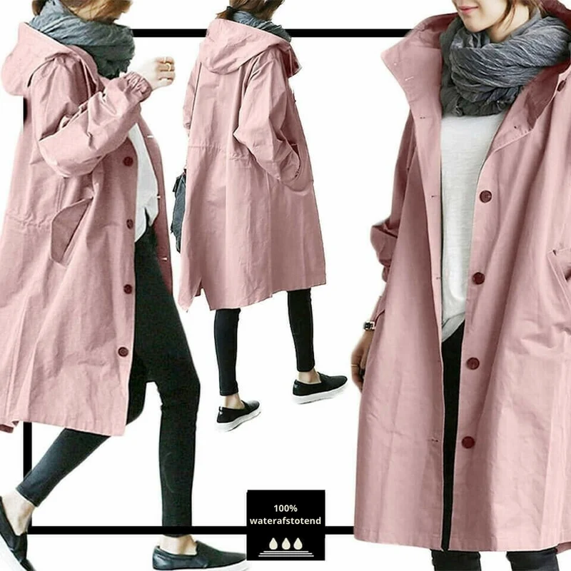 Die Windjacke mit Knöpfen und Kapuze