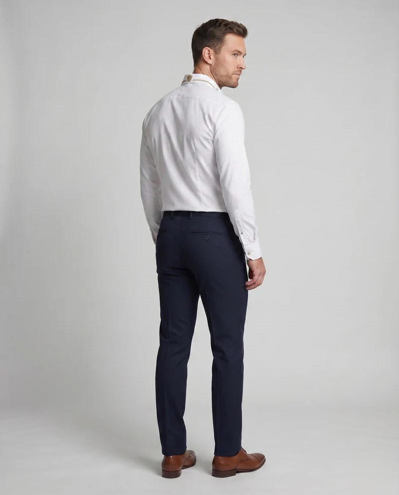 Herren Businesshemd Kragenbesatz Emblem Tailliert