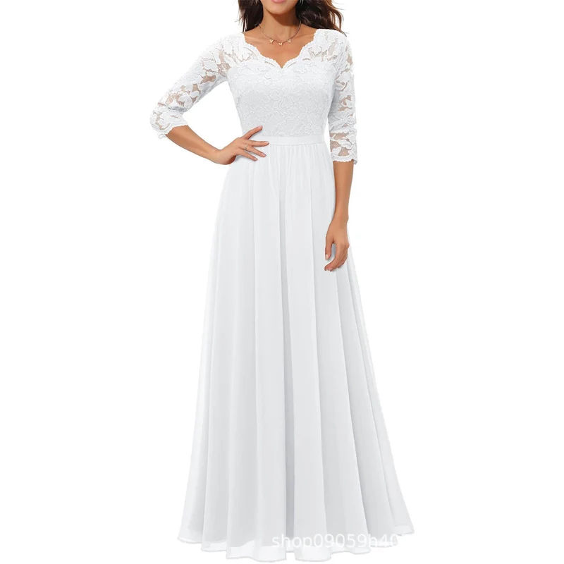 Damen elegantes Spitzenkleid