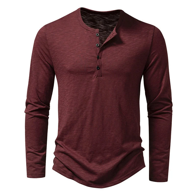 Herren Langarmshirt mit knopflosem V-Ausschnitt und atmungsaktivem Stoff
