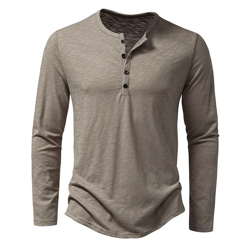 Herren Langarmshirt mit knopflosem V-Ausschnitt und atmungsaktivem Stoff
