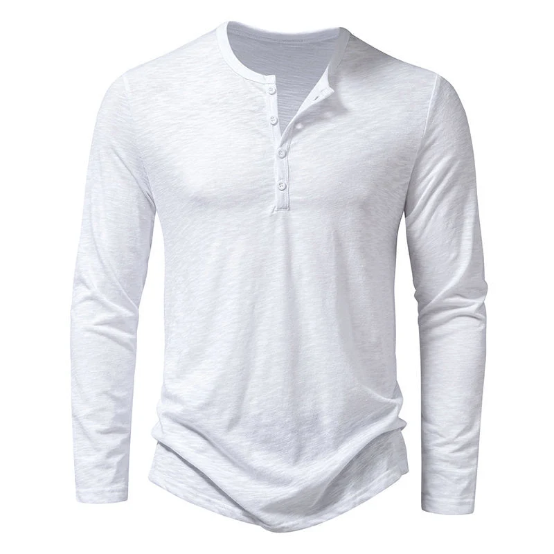 Herren Langarmshirt mit knopflosem V-Ausschnitt und atmungsaktivem Stoff