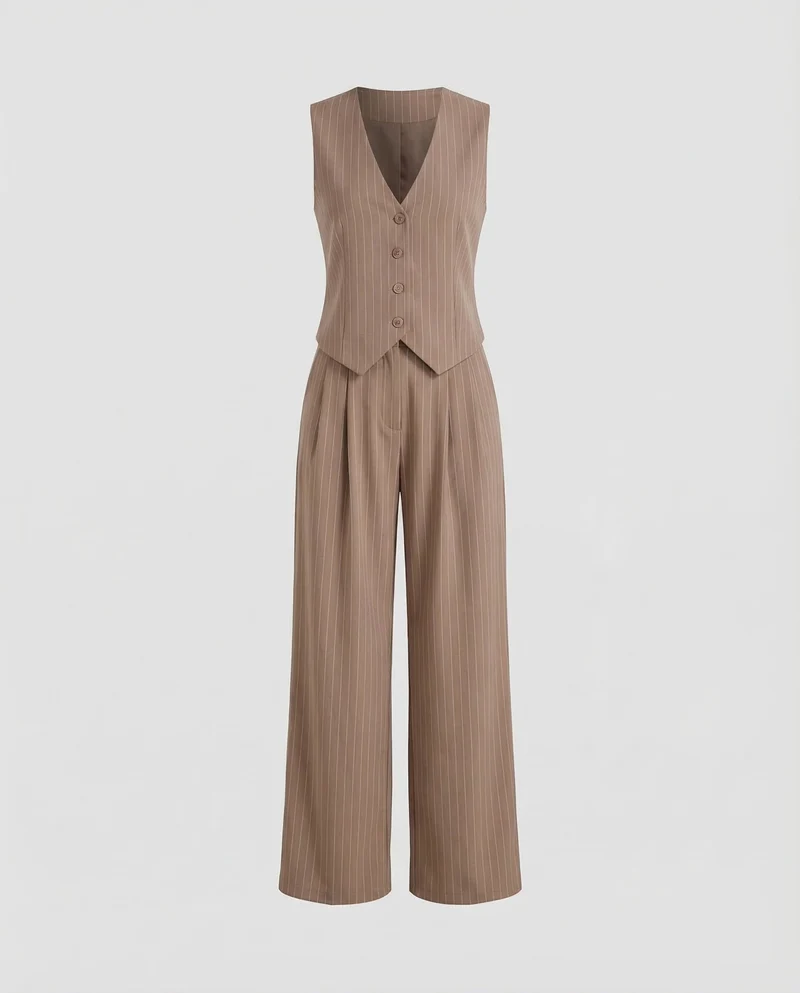 Damen Weste Palazzo Set