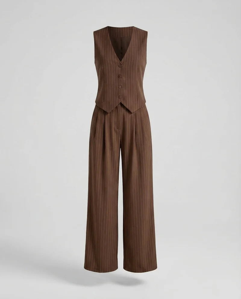 Damen Weste Palazzo Set