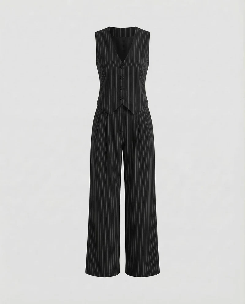 Damen Weste Palazzo Set