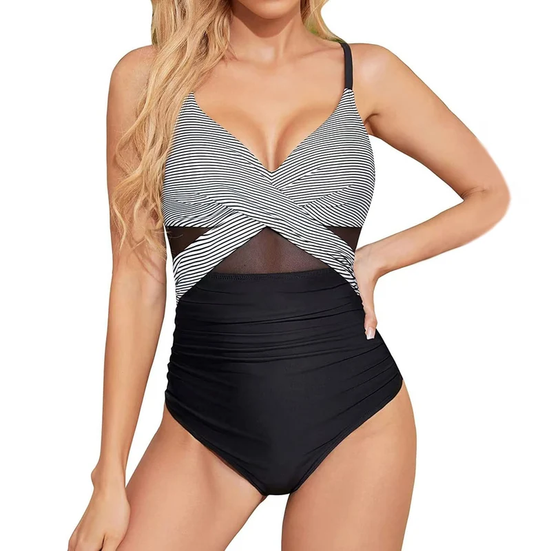 Damen Hochwertiger Einteiler Badeanzug mit trendigen Cut-Out-Details