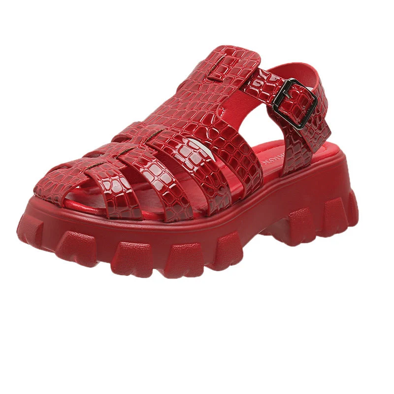 Damen Plateau-Sandalen mit trendigem Riemendesign und stabiler Gummisohle