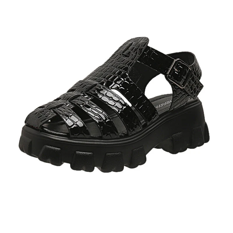 Damen Plateau-Sandalen mit trendigem Riemendesign und stabiler Gummisohle