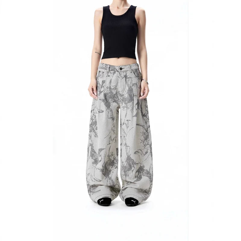 Damen Weitgeschnittene Designer-Jeans Nord Taschen