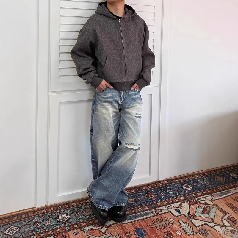 Damen Weitgeschnittene Denim Jeans Nord Taschen