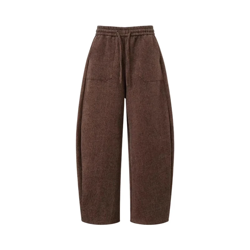 Damen Weitgeschnittene Cord-Hose mit elastischem Bund Nord Taschen