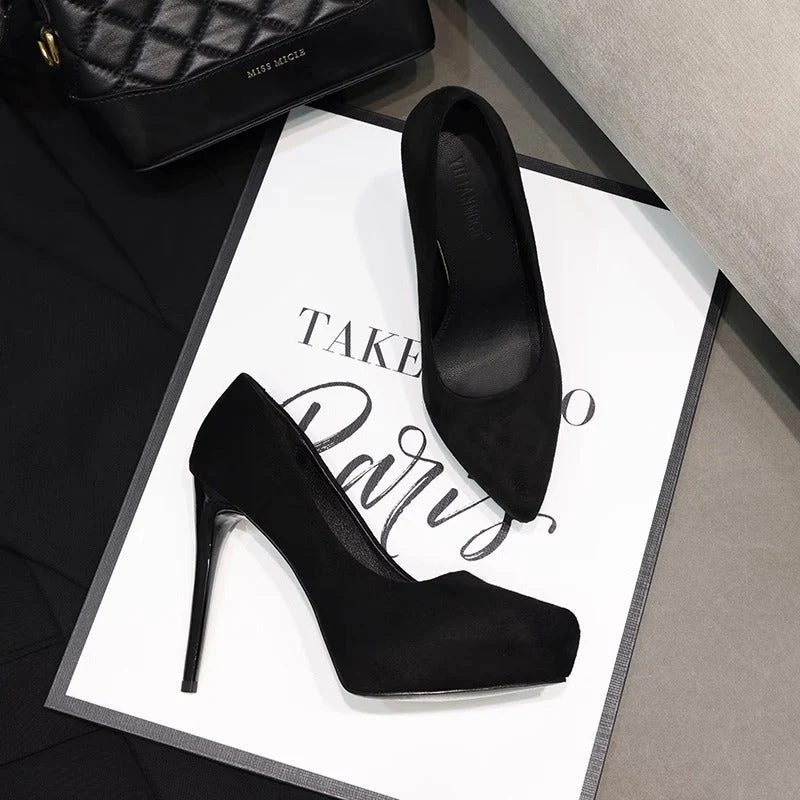 Damen spitze High Heel Pumps mit eleganter Plateausohle
