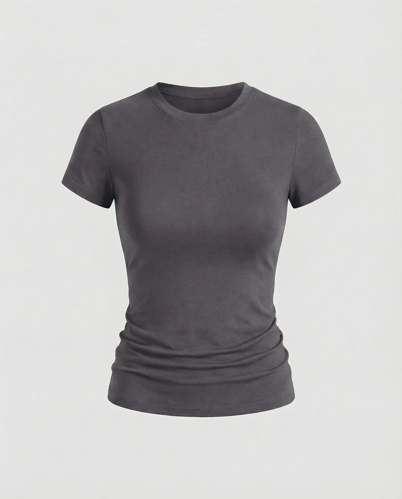 Damen Schmale Microstretch Mischgewebe Kurzarmshirt