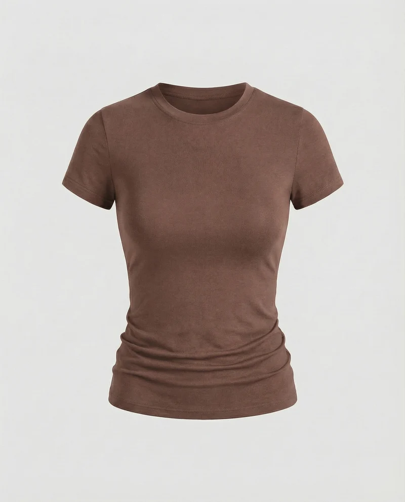 Damen Schmale Microstretch Mischgewebe Kurzarmshirt