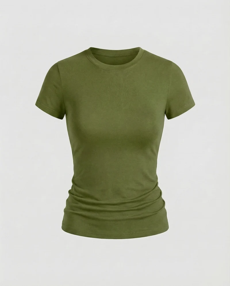 Damen Schmale Microstretch Mischgewebe Kurzarmshirt