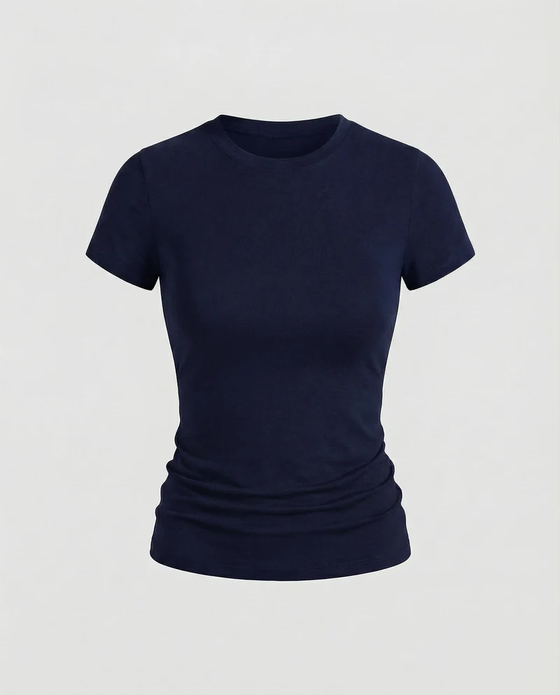 Damen Schmale Microstretch Mischgewebe Kurzarmshirt