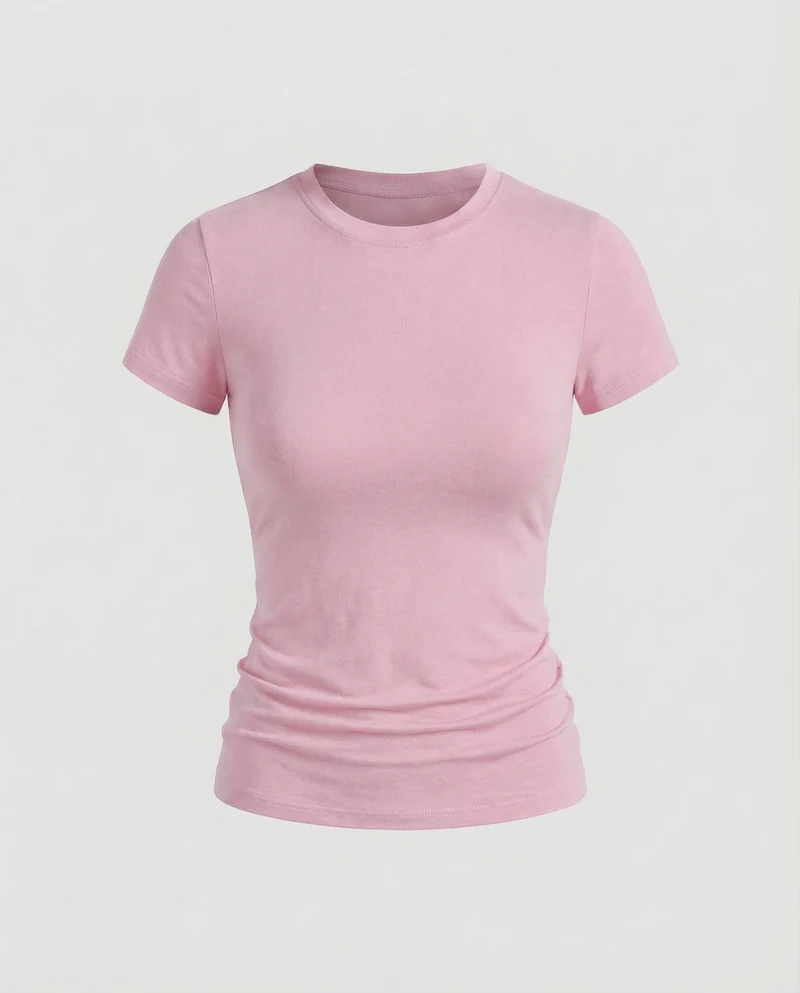 Damen Schmale Microstretch Mischgewebe Kurzarmshirt