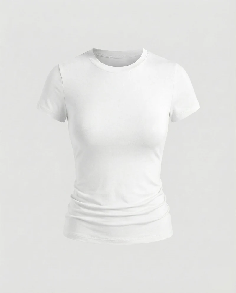 Damen Schmale Microstretch Mischgewebe Kurzarmshirt