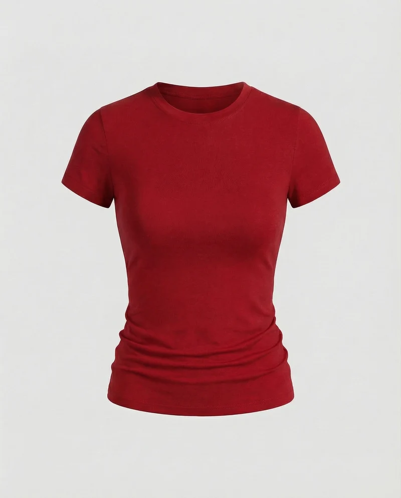 Damen Schmale Microstretch Mischgewebe Kurzarmshirt