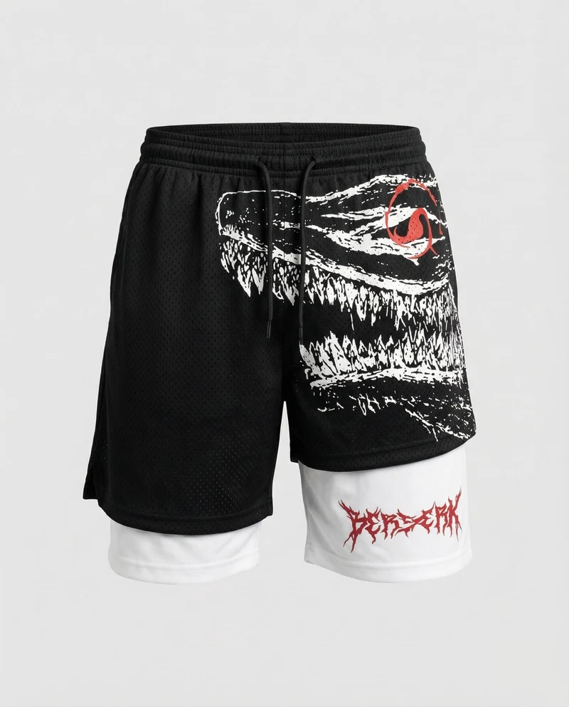 Herren Lagenlook-Bermudahose Monstermotiv Kordelzug
