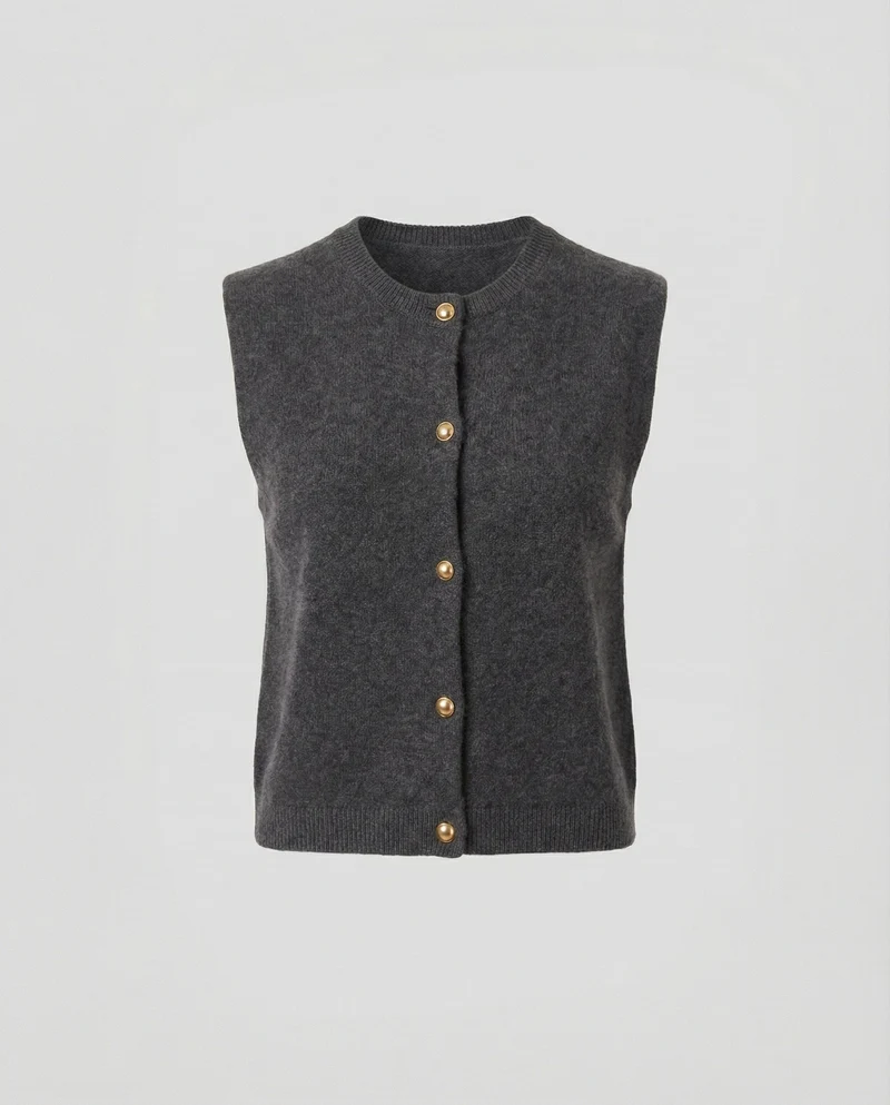 Damen Strickweste elegant mit Knopfverschluss