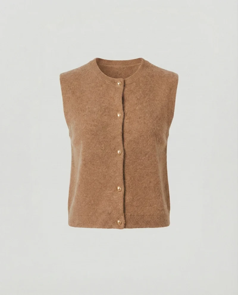 Damen Strickweste elegant mit Knopfverschluss