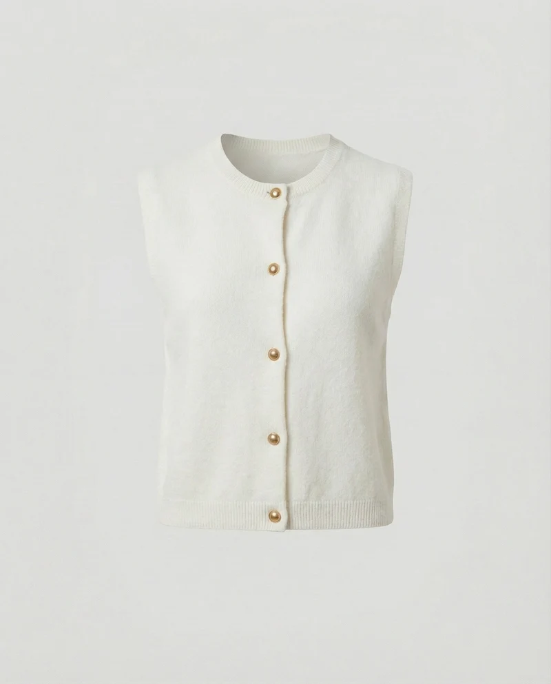 Damen Strickweste elegant mit Knopfverschluss