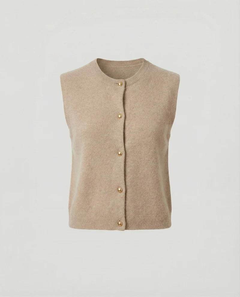 Damen Strickweste elegant mit Knopfverschluss