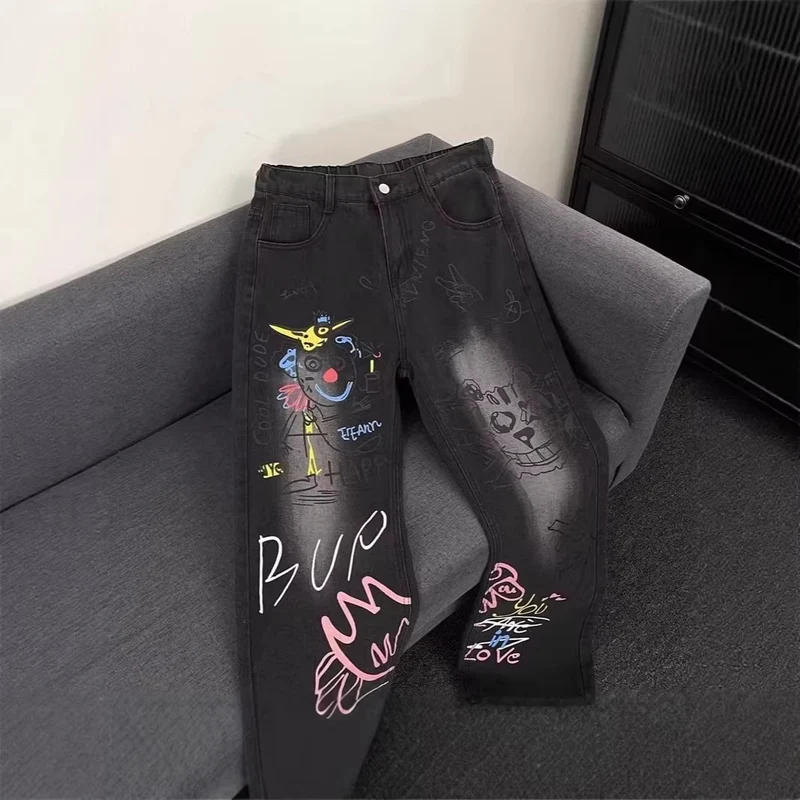 Damen Modische Jeans mit kreativem Grafikdruck Nord Taschen