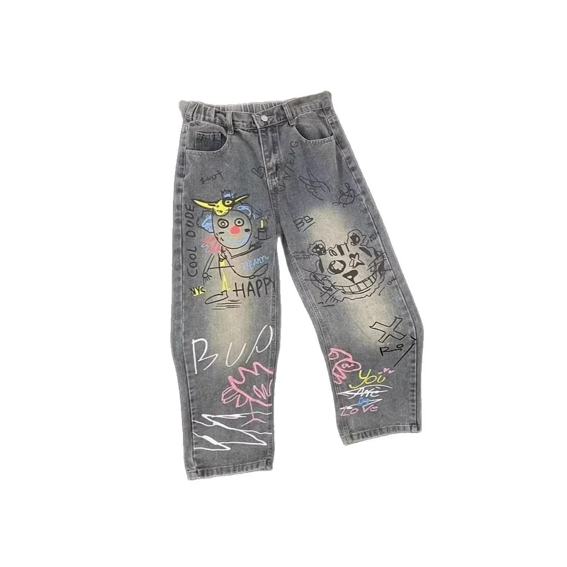 Damen Modische Jeans mit kreativem Grafikdruck Nord Taschen