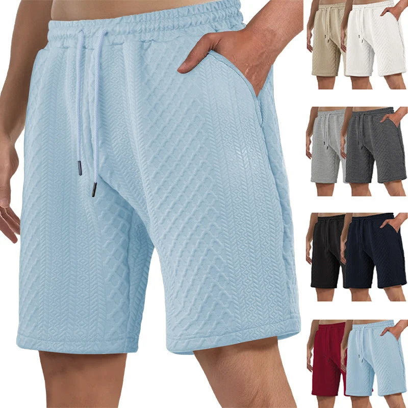 Herren strukturierte Lounge-Shorts mit Elastikbund Tunnelzug und seitlichen Eingrifftaschen