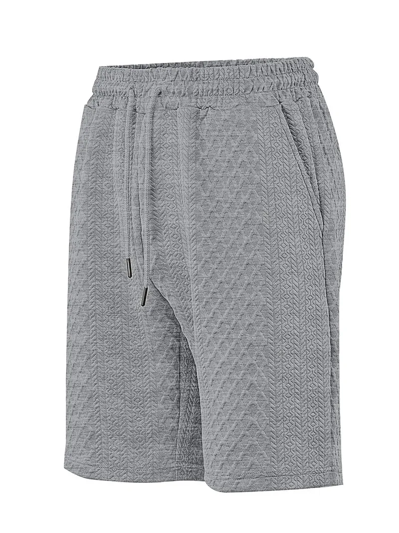 Herren strukturierte Lounge-Shorts mit Elastikbund Tunnelzug und seitlichen Eingrifftaschen