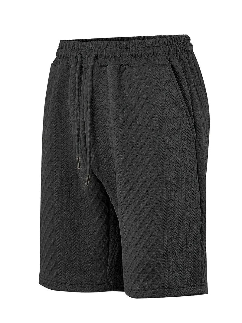 Herren strukturierte Lounge-Shorts mit Elastikbund Tunnelzug und seitlichen Eingrifftaschen