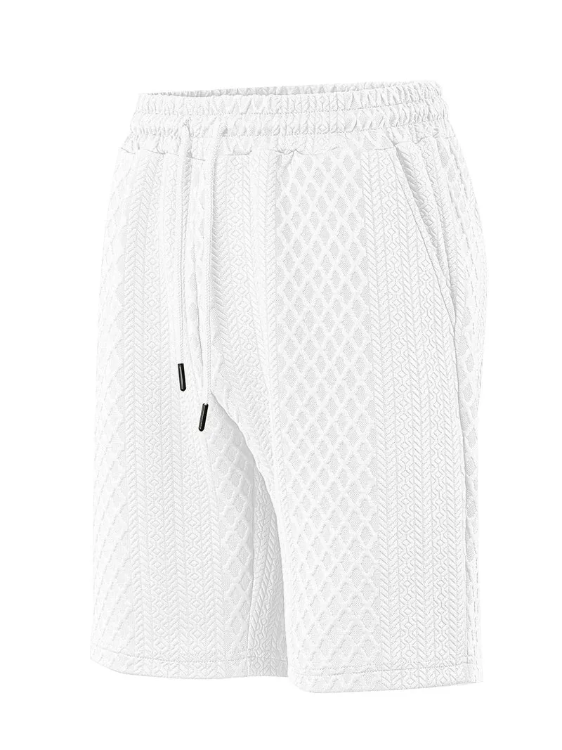 Herren strukturierte Lounge-Shorts mit Elastikbund Tunnelzug und seitlichen Eingrifftaschen