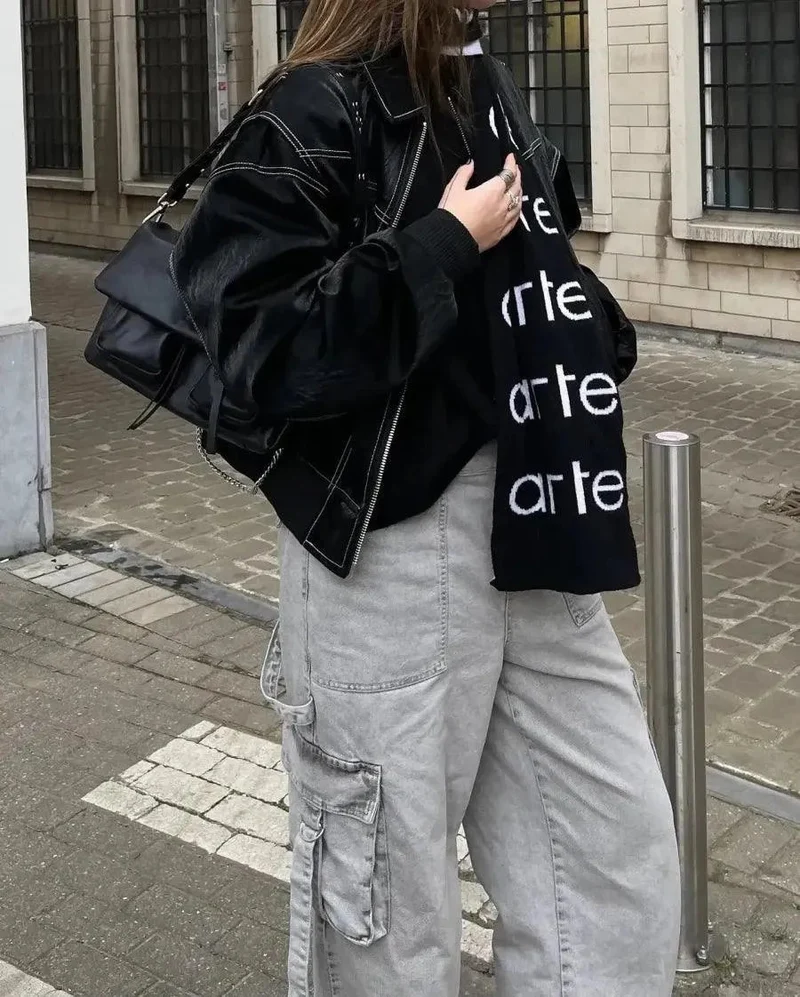 Lederjacke - Damen Freizeitjacke Schwarz