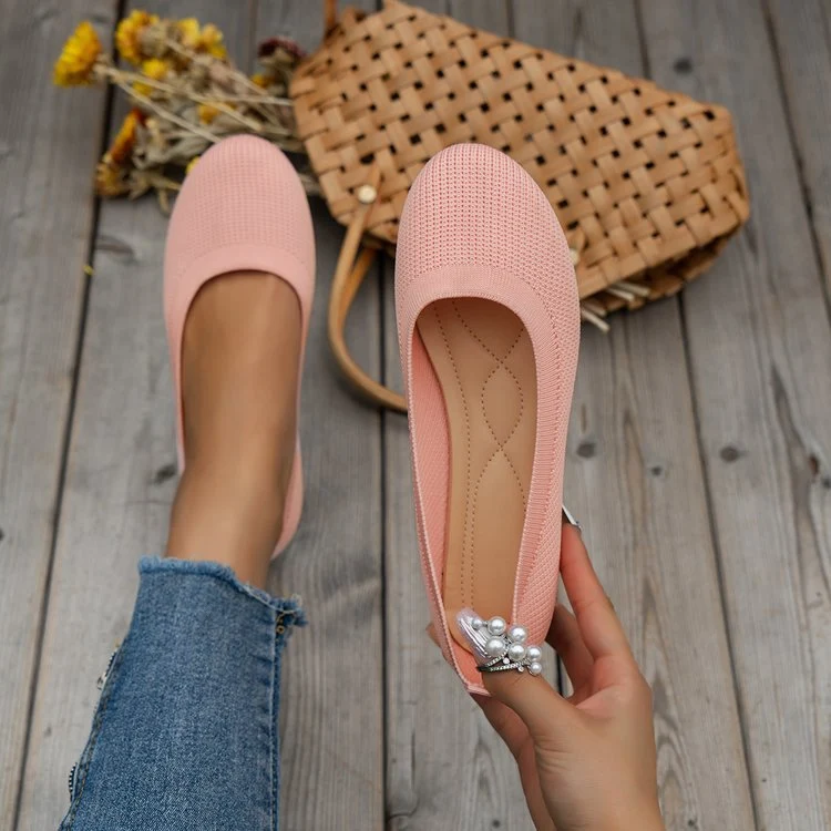 Damen Strick-Ballerinas mit elastischem Sitz